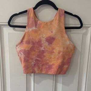 Athleta Tie-Dye Crop Top - Peach and Magenta